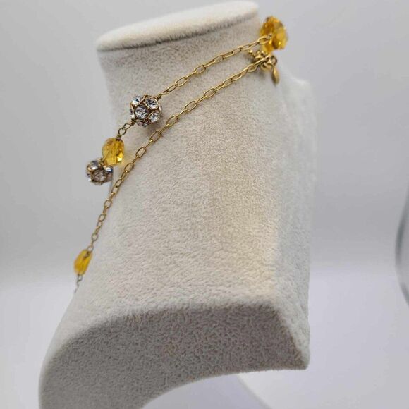 NWOT J Crew Gold Crystals Clear Crystal Ball Station Necklace - Picture 3 of 6